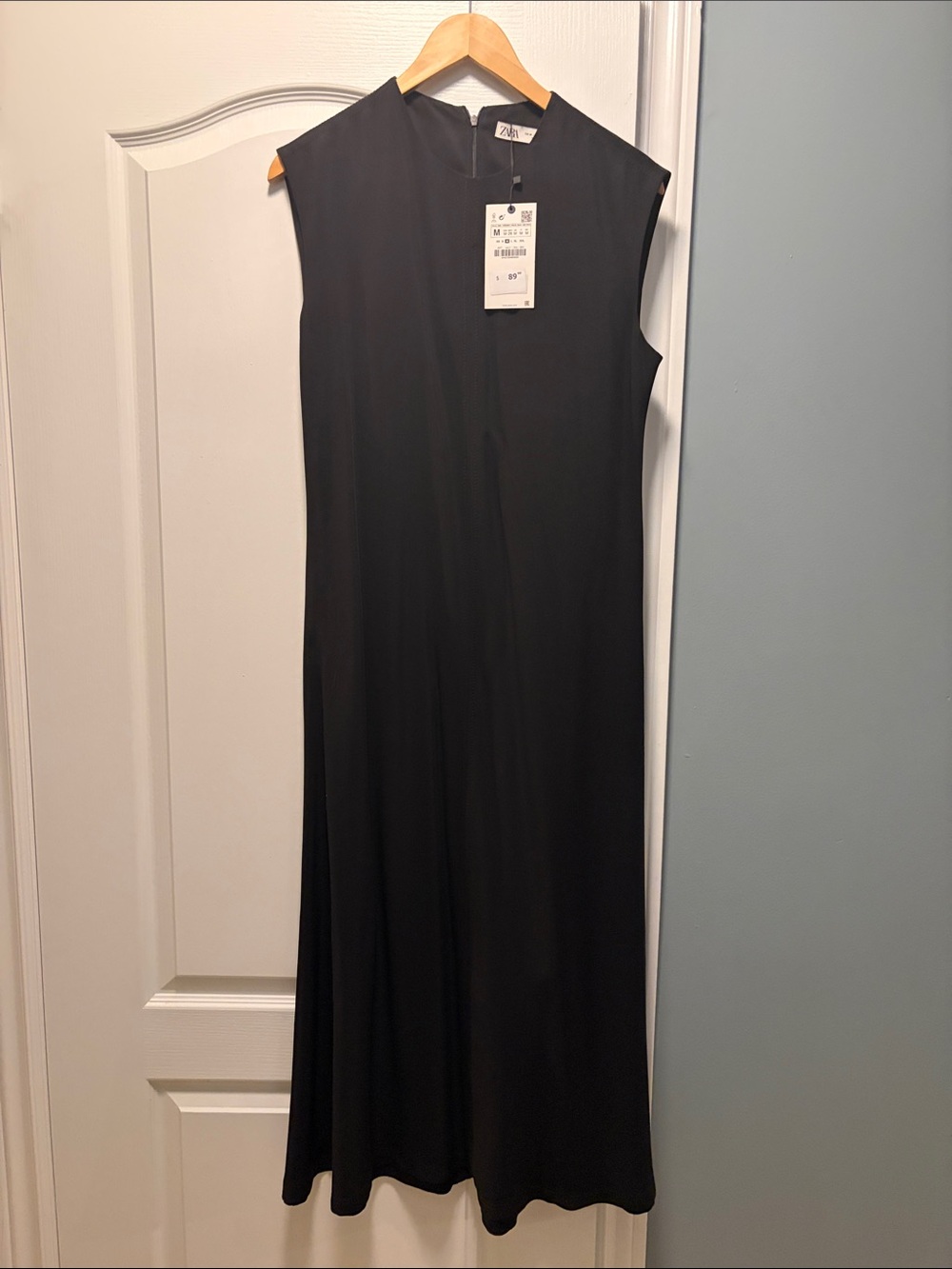 Zara Black Sleeveless Maxi Dress with High Neck